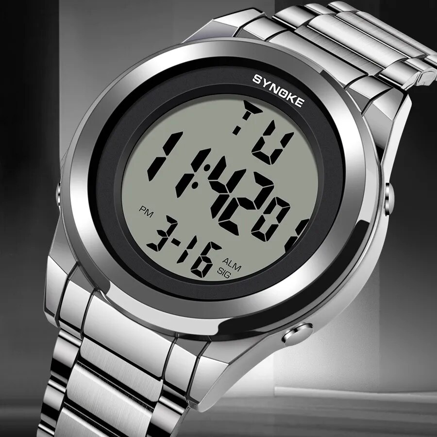 Men'S Accessories Luxury Brands - Synoke นาฬิกาข้อมือสแตนเลสผู้ชายกันน้ำ, นาฬิกาแฟชั่น LED ดิจิตอล