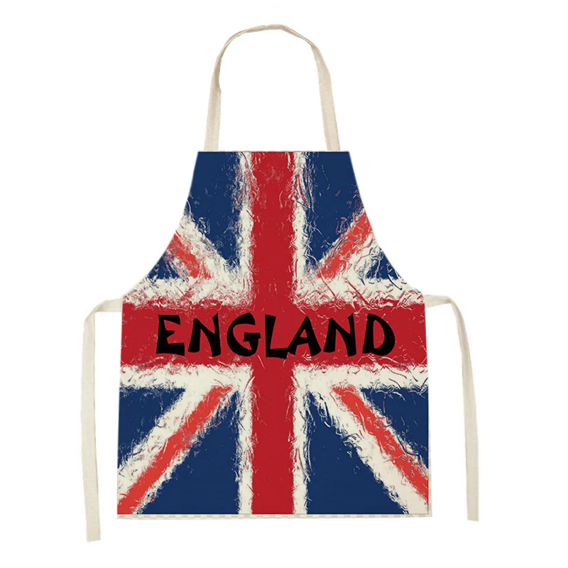 Men'S Accessories London - ผู้หญิงผู้ชายรูปแบบธงอังกฤษผ้าลินินผ้ากันเปื้อนสําหรับห้องครัวลอนดอนทหารรถบัสพิมพ์บ้านทําอาหารผ้ากันเปื้อนทําความสะอาดอุปกรณ์เสริม