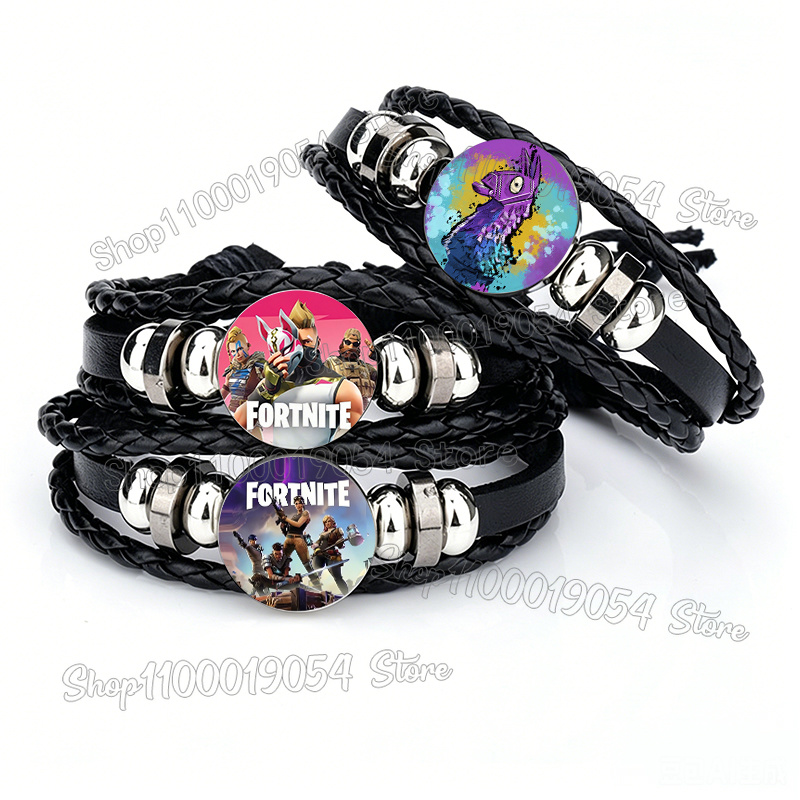 Men Accessories For Birthday Gift - เกมฟอร์ทไนท์สร้อยข้อมือหนังถักลายอนิเมะ สร้อยข้อมือถักมือสำหรับผู้ชาย ผู้หญิง คู่รัก สายรัดข้อมือประดับอัญมณี ของขวัญวันเกิด