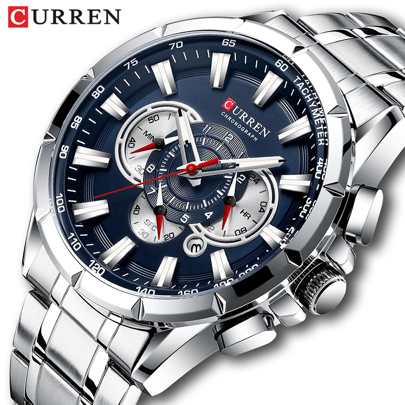 Men'S Accessories Luxury Brands - CURREN นาฬิกาข้อมือผู้ชายกันน้ำ Chronograph กองทัพทหารสแตนเลสชายนาฬิกาแบรนด์หรูผู้ชายกีฬานาฬิกา8363