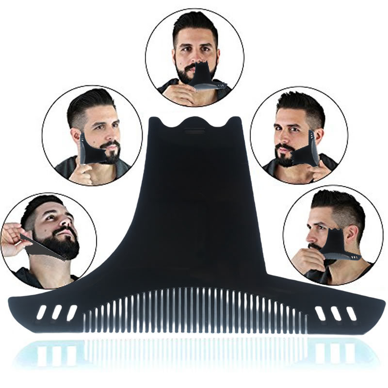 Men Accessories Rule - หวีจัดแต่งทรงเคราแบบแม่แบบ สีดำ อุปกรณ์จัดแต่งทรงเครา หวีจัดแต่งทรงเครา ผ้าคลุมตัดผม อุปกรณ์จัดแต่งทรงผมสำหรับร้านตัดผม