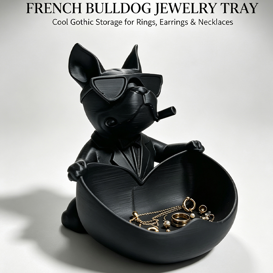 Men'S Accessories Tray - ถาดเก็บกุญแจรูปเฟรนช์บูลด็อกสุดเก๋, ถ้วยเก็บแว่นกันแดดและตุ๊กตาลูกสุนัข, ที่เก็บเครื่องประดับ, กุญแจ และเหรียญ, ที่จัดระเบียบบนโต๊ะ,