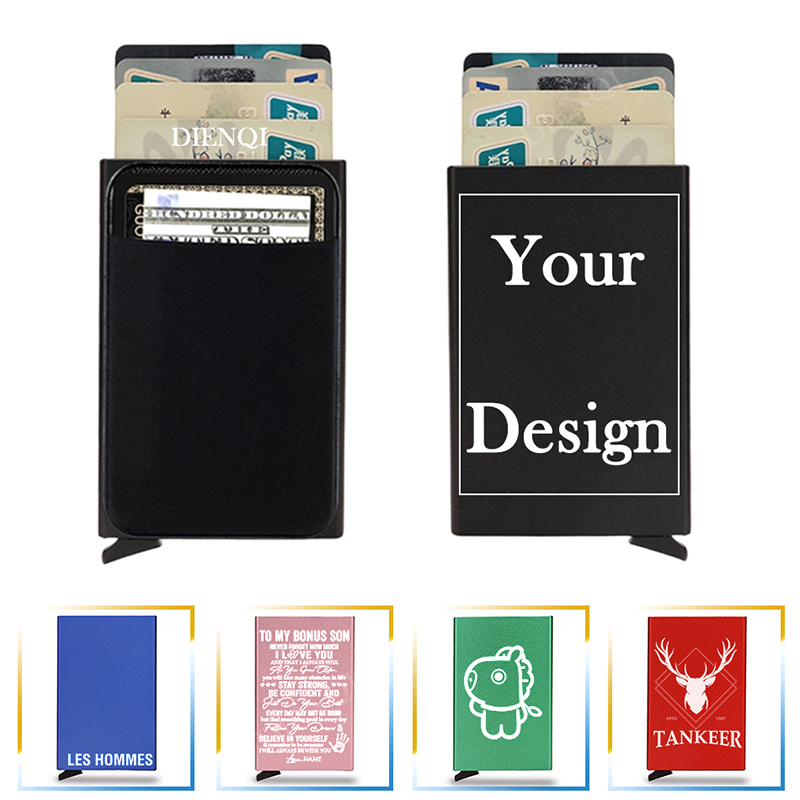 Card Case Minimalist - แกะสลักผู้ถือบัตรเครดิต Rfid สมาร์ท Minimalist Pop Up