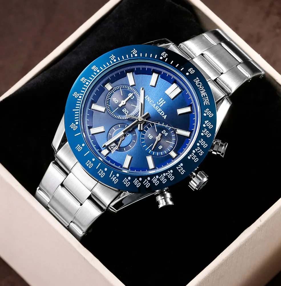 Men'S Accessories Luxury Brands - INCASEDA นาฬิกาผู้ชายแบรนด์หรูสายซิลิโคนกันน้ํากีฬาควอตซ์ Chronograph ทหารนาฬิกาผู้ชายนาฬิกา Relogio Masculino