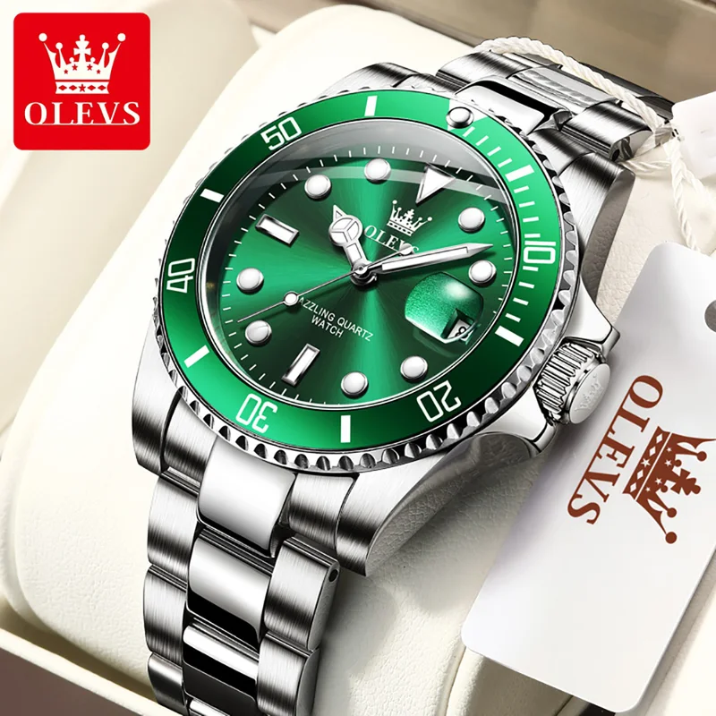 Men'S Accessories Luxury Brands - OLEVS Original นาฬิกาควอตซ์สําหรับชายสแตนเลสกันน้ํากีฬานาฬิกาแฟชั่นแบรนด์หรูผู้ชายนาฬิกาข้อมือ 5885
