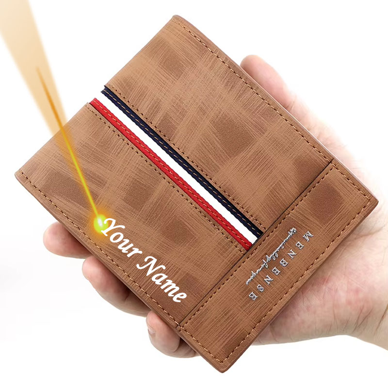 Coin Holder Men - กระเป๋าสตางค์ผู้ชายแบบบาง ใส่บัตรได้ สลักชื่อได้ กระเป๋าสตางค์ผู้ชายขนาดเล็ก คุณภาพสูง หนัง