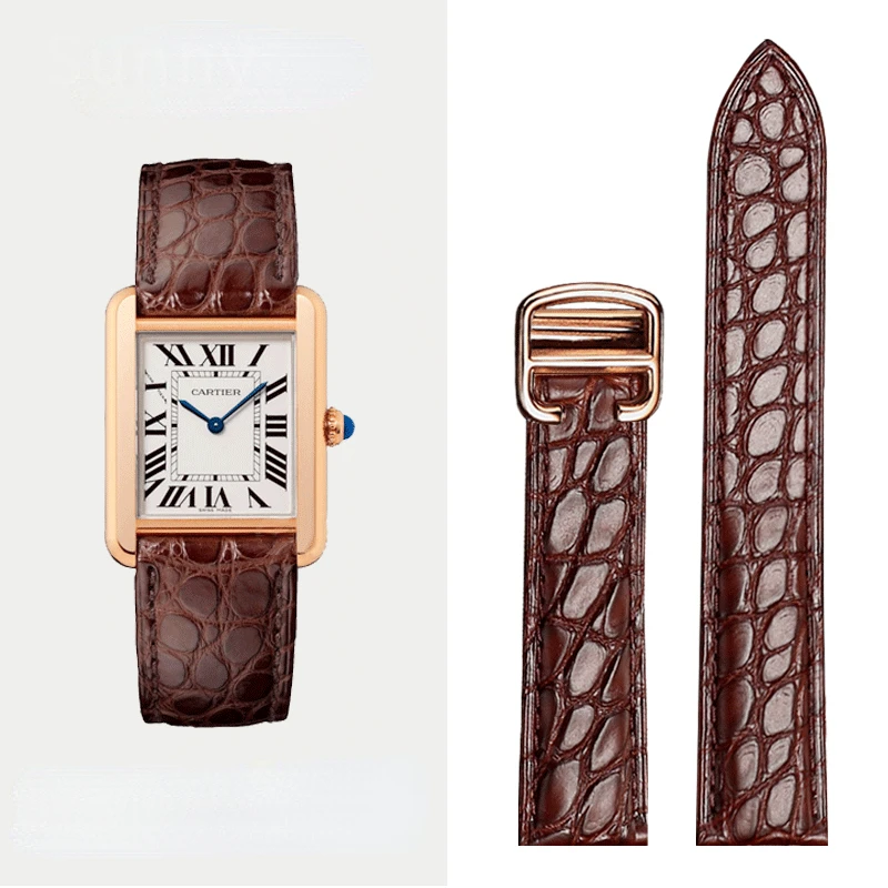 Men'S Accessories London - สายนาฬิกาหนังแท้สำหรับถังคาร์เทียร์ลูกโป่งสีน้ำเงินลอนดอนผู้ชายหนังจระเข้สวมใส่สบายอุปกรณ์สายนาฬิกา20 22มม.