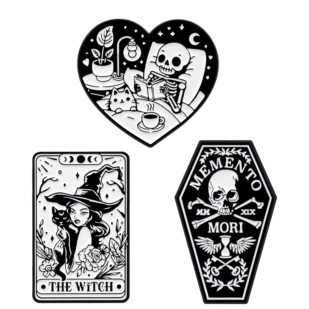 โครงกระดูกเคลือบ Pins แม่มดเข็ - Men Accessories For Birthday Gift บทวิจารณ์และราคา