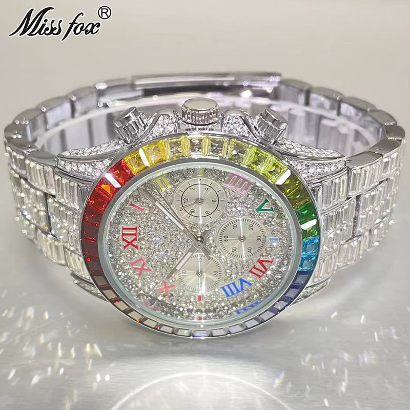 MISSFOX Luxury Iced นาฬิกาผู้ช - Men'S Accessories Luxury Brands บทวิจารณ์และราคา