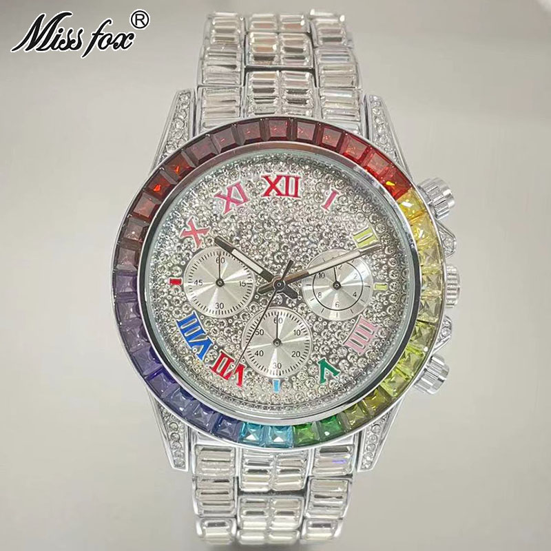 MISSFOX Luxury Iced นาฬิกาผู้ช - Men'S Accessories Luxury Brands บทวิจารณ์และราคา